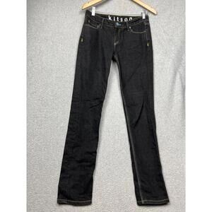 Kitson Robertson Denim Womens Jeans 27 Straight Leg Only Me Black Mid Rise